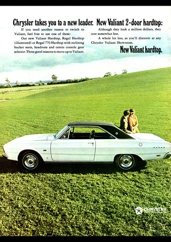1969 VF CHRYSLER VALIANT REGAL 770 2 DOOR HARDTOP AUSSIE AD ART PRINT POSTER