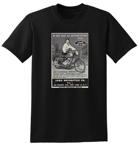 1949 JAWA MOTORCYCLE USA AD TSHIRT