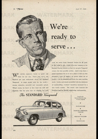 1949 STANDARD VANGUARD SALOON ENGLISH UK AD ART PRINT POSTER