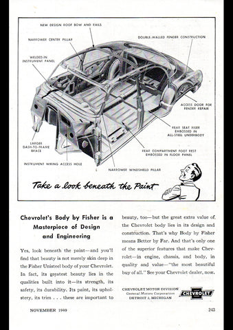 1950 CHEVROLET BODY BY FISHER USA AD ART PRINT POSTER