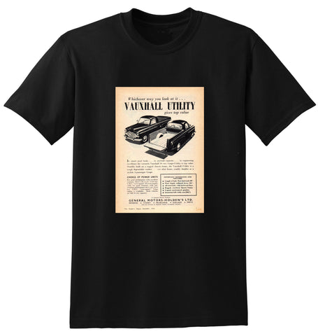 1954 VAUXHALL COUPE UTILITIES WYVERN VELOX GMH AUSSIE AD TSHIRT