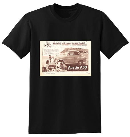 1955 AUSTIN A30 BMC AUSSIE AD TSHIRT