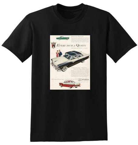 1955 FORD FAIRLANE CROWN VICTORIA 2 DOOR HARDTOP & THUNDERBIRD USA AD TSHIRT