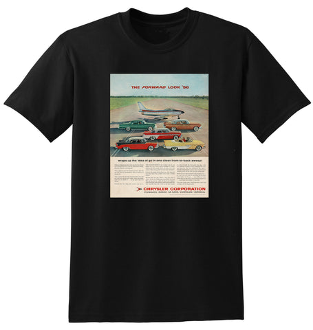 1956 CHRYSLER CORPORATION PLYMOUTH DODGE DESOTO CHRYSLER IMPERIAL USA AD TSHIRT