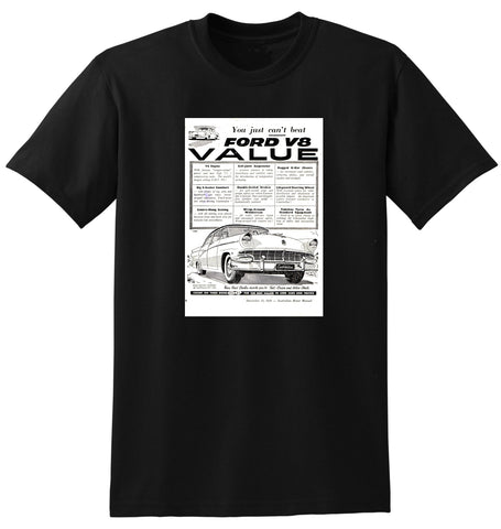 1956 FORD CUSTOMLINE V8 SEDAN AUSSIE AD TSHIRT