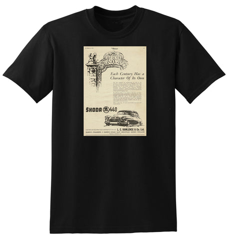 1957 SKODA 440 SALOON ENGLISH UK AD TSHIRT