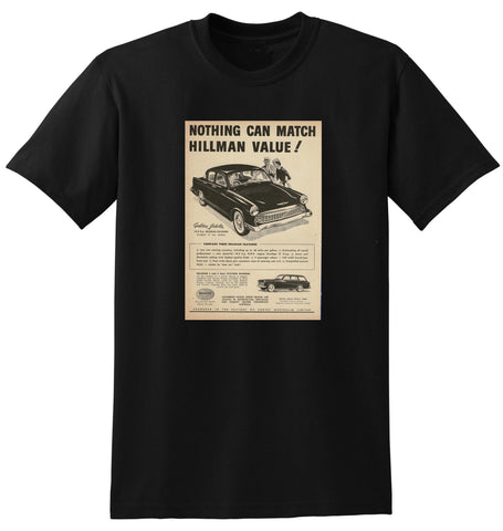 1959 HILLMAN HUSKY SEDAN & WAGON ROOTES GROUP AUSSIE AD TSHIRT