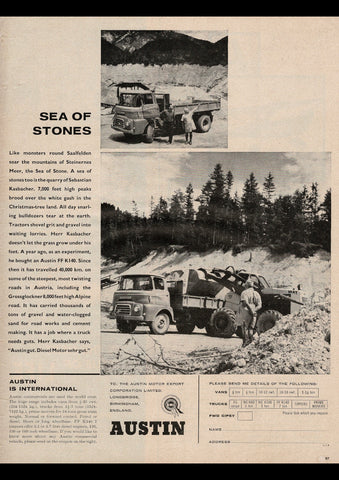 1962 AUSTIN FF K140 LORRY TRUCK BMC INTERNATIONAL AD ART PRINT POSTER