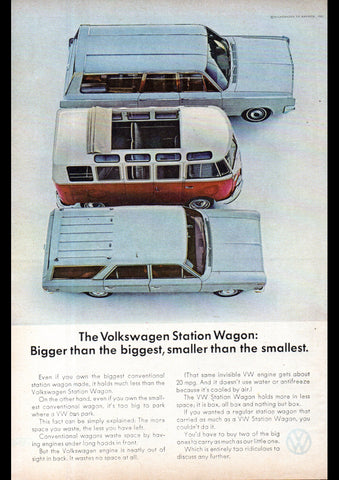 1965 VOLKSWAGEN STATION WAGON USA AD ART PRINT POSTER