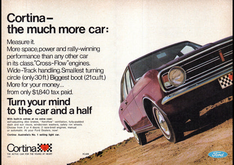 1969 FORD CORTINA MARK II SEDAN AUSSIE AD ART PRINT POSTER