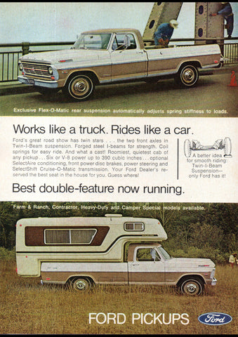 1969 FORD F SERIES PICKUP & CAMPER SPECIAL USA AD ART PRINT POSTER