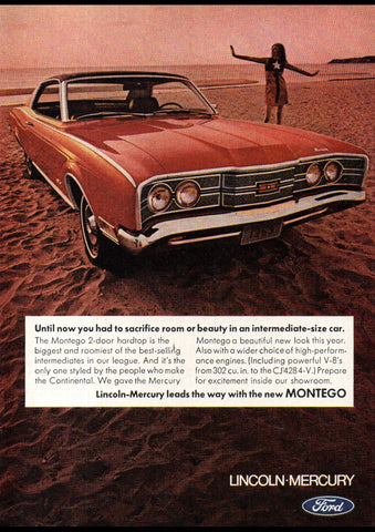 1969 FORD MERCURY MONTEGO 2 DOOR HARDTOP USA AD ART PRINT POSTER
