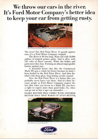 1969 FORD MOTOR COMPANY LINCOLN CONTINENTAL AD ART PRINT POSTER