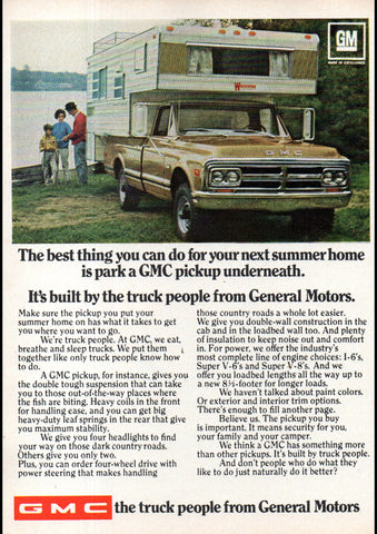 1969 GMC CAMPER PICKUP USA AD ART PRINT POSTER