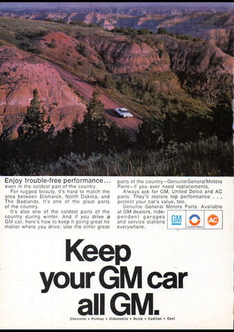 1969 GM GENERAL MOTORS AC UNITED DELCO AD ART PRINT POSTER