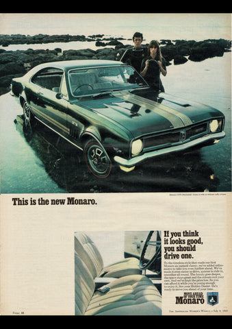 1969 HT HOLDEN MONARO GTS-253 V8 COUPE AUSSIE AD ART PRINT POSTER