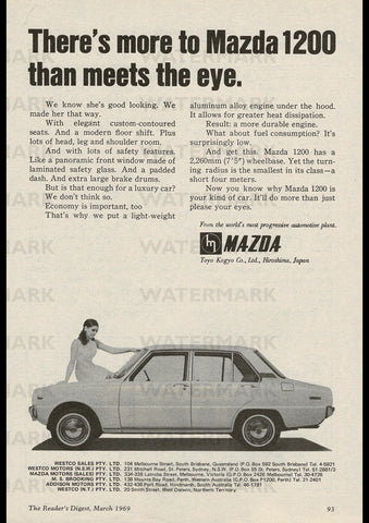 1969 MAZDA 1200 SEDAN AUSSIE AD ART PRINT POSTER