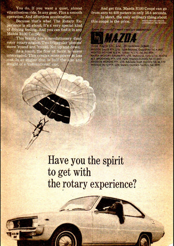1969 MAZDA R100 ROTARY COUPE AUSSIE AD ART PRINT POSTER