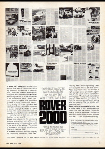 1969 P6 ROVER 2000 AUSSIE AD ART PRINT POSTER