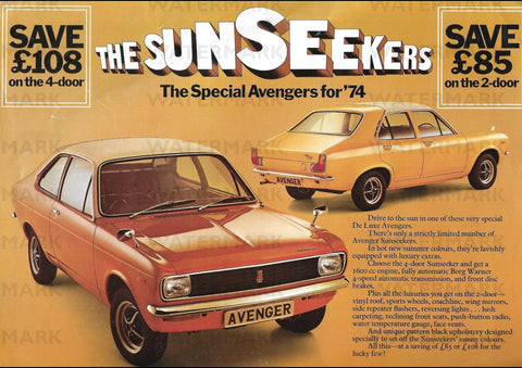 1974 HILLMAN AVENGER SUNSEEKER UK REPRO AD ART PRINT POSTER