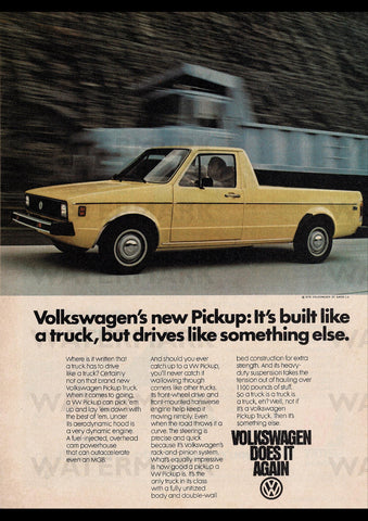 1980 VOLKSWAGEN RABBIT PICK-UP USA AD ART PRINT POSTER