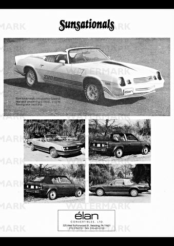 1981 CONVERTIBLES BY ELAN CONVERTIBLES LTD USA AD ART PRINT POSTER