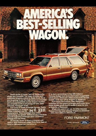 1981 FORD FAIRMONT FUTURA SQUIRE WAGON USA AD ART PRINT POSTER