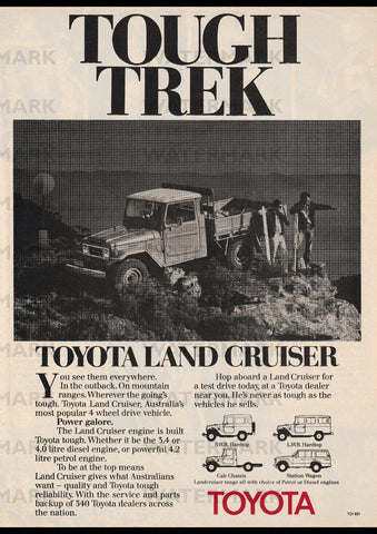 1981 TOYOTA LANDCRUISER AUSSIE REPRO AD ART PRINT POSTER