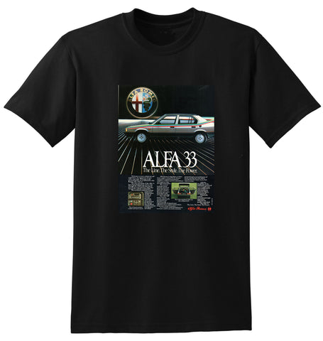 1984 ALFA ROMEO 33 1.5 LITRE BOXER ENGINE 5 DOOR AD TSHIRT