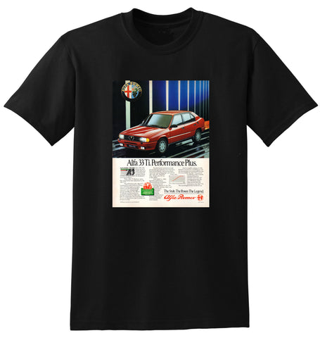 1985 ALFA ROMEO 33 TI 5 DOOR HATCHBACK AUSSIE AD TSHIRT