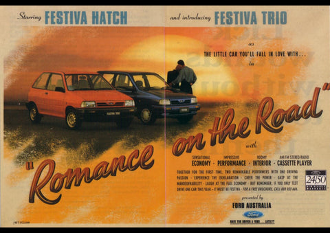 1992 FORD FESTIVA TRIO AND HATCH AUSSIE AD ART PRINT POSTER