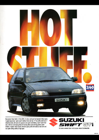 1995 SUZUKI SWIFT GTI 3 DOOR AUSSIE AD ART PRINT POSTER