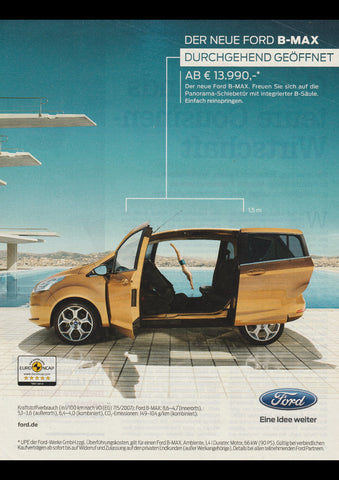 2013 FORD B MAX GERMANY AD ART PRINT POSTER