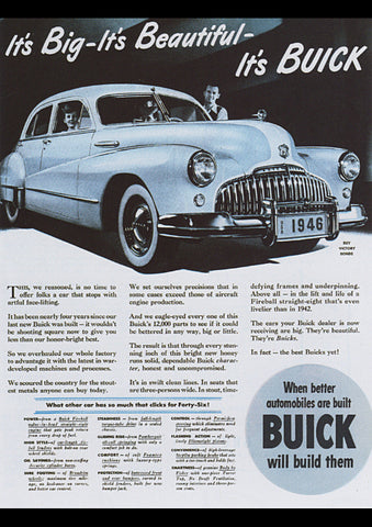 BUICK 1946 USA AD ART PRINT POSTER