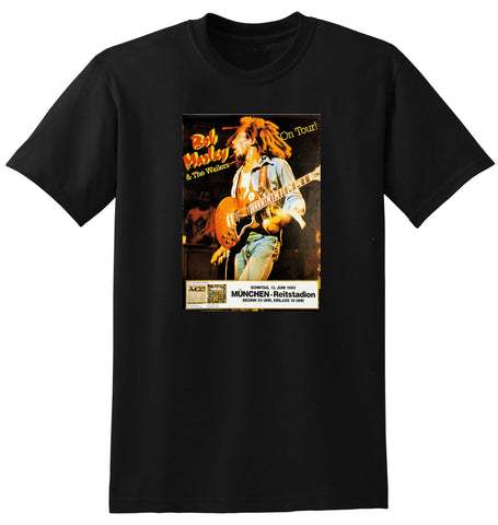 BOB MARLEY GERMAN VINTAGE CONCERT POSTER 1980 AD TSHIRT