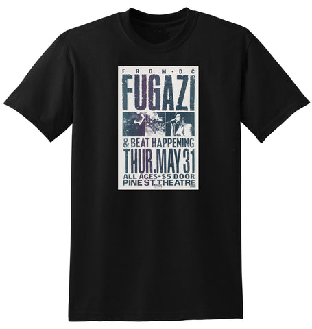 FUGAZI BEAT HAPPENING PINE ST THEATRE 1990 VINTAGE CONCERT POSTER TSHIRT