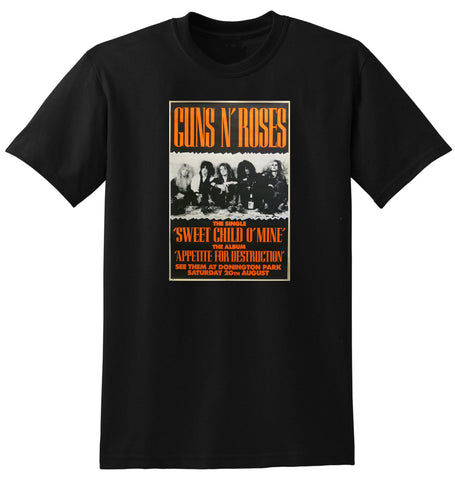 GUNS N ROSES DONINGTON PARK 1988 VINTAGE CONCERT POSTER TSHIRT