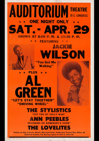 JACKIE WILSON AL GREEN 1972 VINTAGE CONCERT POSTER REPRINT