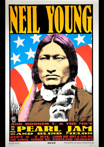 NEIL YOUNG PEARL JAM 1993 VINTAGE CONCERT POSTER REPRINT