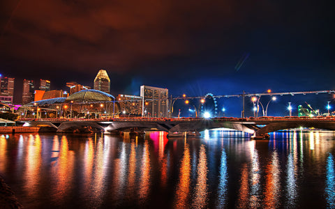 SINGAPORE NIGHTSCAPE GICLEE CANVAS ART PRINT POSTER