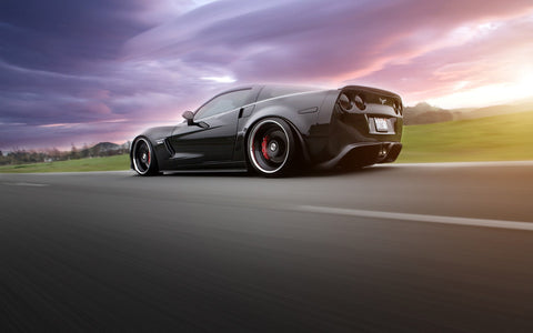 BLACK CHEVROLET CHEVY CORVETTE GICLEE CANVAS ART PRINT POSTER