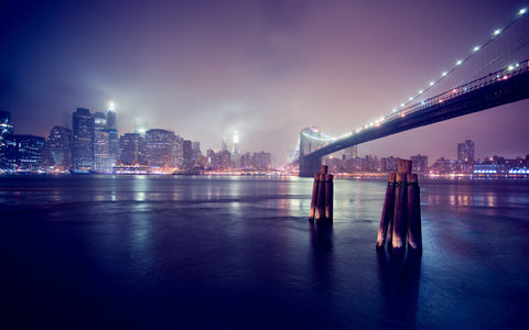 BROOKLYN BRIDGE MANHATTAN NIGHT GICLEE CANVAS ART PRINT POSTER