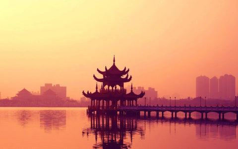 CHINA PIER TEMPLE GICLEE CANVAS ART PRINT POSTER