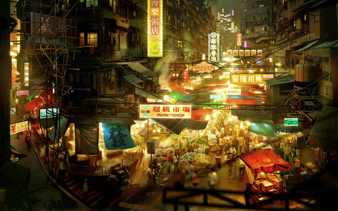 CHINATOWN BAZAAR GICLEE CANVAS ART PRINT POSTER