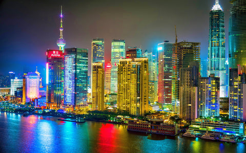 COLOURFUL SHANGHAI CHINA GICLEE CANVAS ART PRINT POSTER