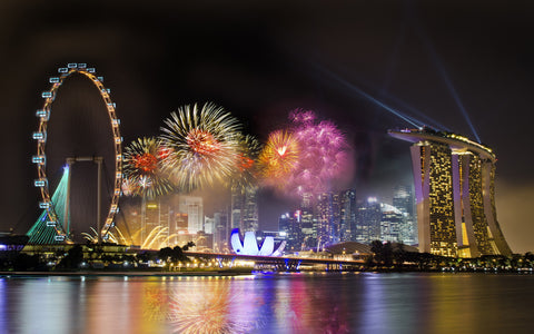 COLOURFUL SINGAPORE GICLEE CANVAS ART PRINT POSTER