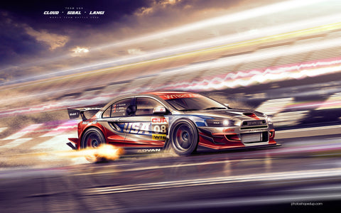 DTM MITSUBISHI EVO GICLEE CANVAS ART PRINT POSTER
