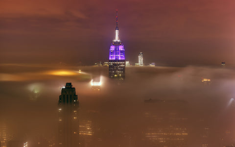 EMPIRE STATE FOGGY GICLEE CANVAS ART PRINT POSTER