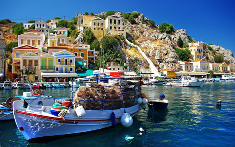 FISHING VILLAGE GREECE GICLEE CANVAS ART PRINT POSTER
