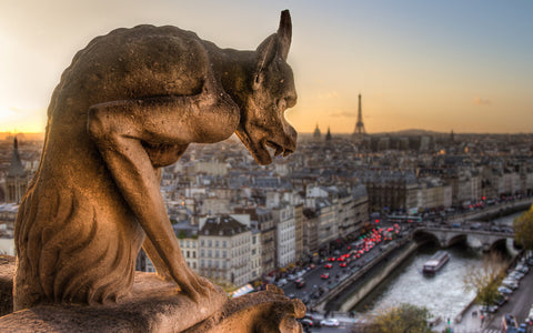 GARGOYLE STATUE PARIS GICLEE CANVAS ART PRINT POSTER